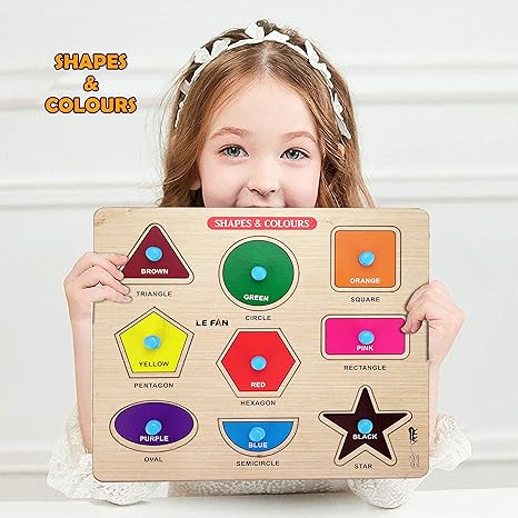 Highroof Shapes And Color Wooden Puzzle Kids Games Toys For Kids 3+ Jigsaw Puzzles For Adults Baby Learning