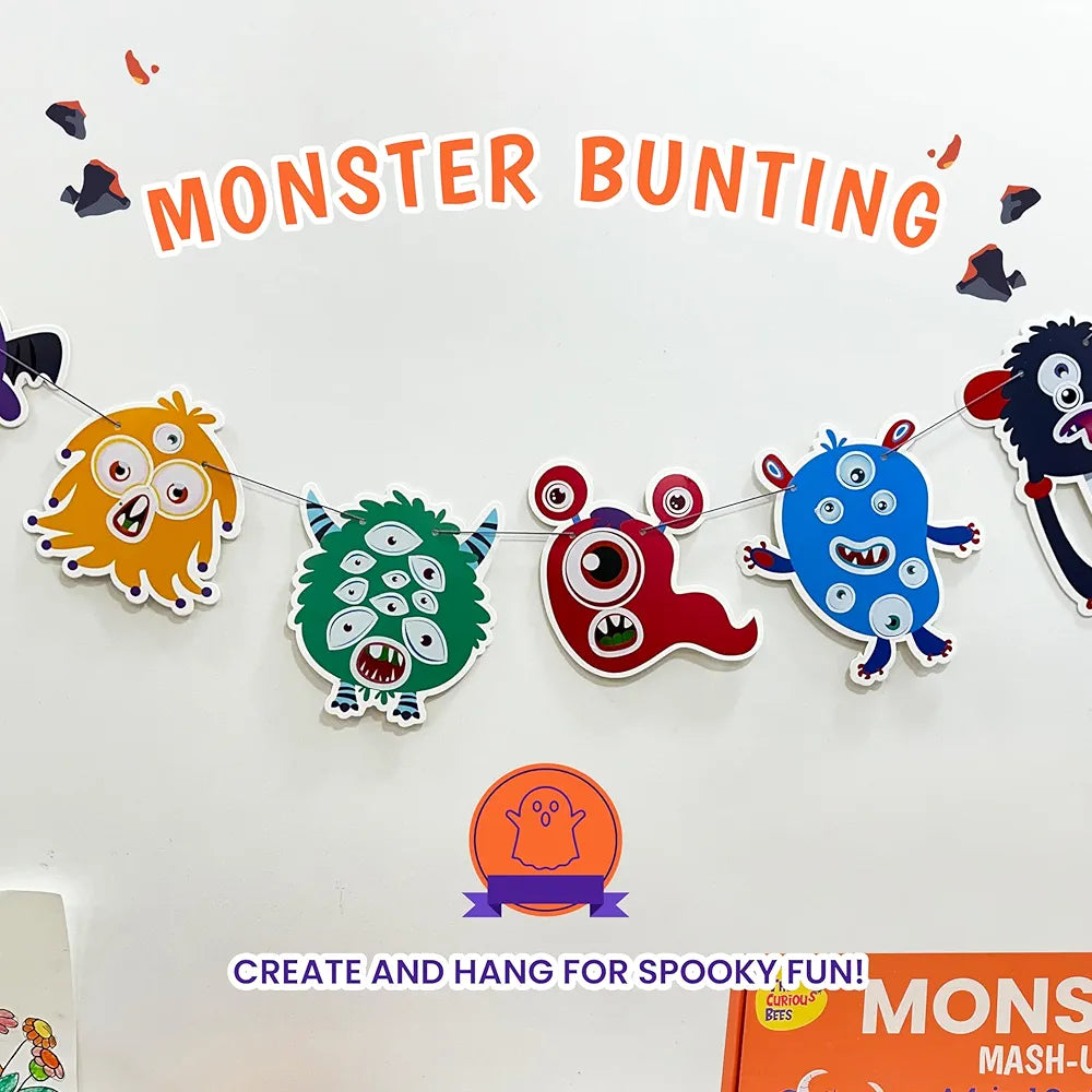 The Curious Bees Monster Mash-Up Activity Box | Fun and Learning Craft Kit for 5+ Year Olds | Creative DIY Fun Activity Kit for Boys & Girls | Ideal Gift for Early School-goers | 4-in-1 Activity Box