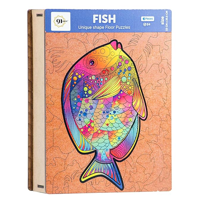 91 Knots Fish Theme 84 Pieces Wooden Puzzle Games for Kids | Animal Puzzles for Kids | Wooden Puzzle for Kids 6+ | Board Games for Kids
