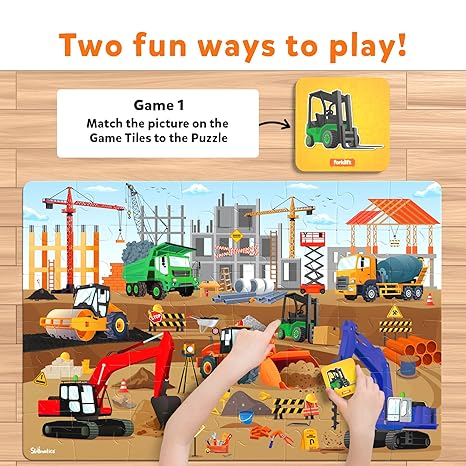 Skillmatics Floor Puzzle & Game Piece & Play Construction Site Jigsaw & Toddler Puzzles Educational Toy