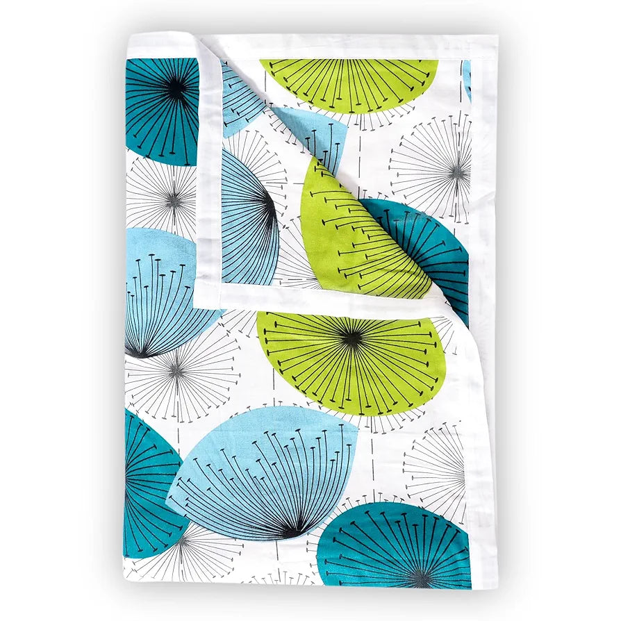 Divine Casa Floret 100% Cotton Single Dohar 120 GSM Soft & Lightweight Throw Blanket Colour Aqua