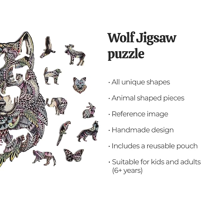 91 Knots Wolf 65 Pieces Wooden Jigsaw Puzzle Games Puzzle Games for Kids | Puzzle for 5 Year Old Kids