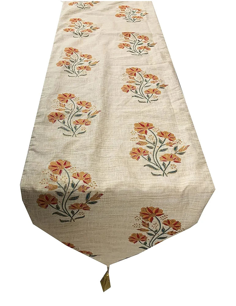 Pink Parrot Jute Silk Table Runner Colour Pink