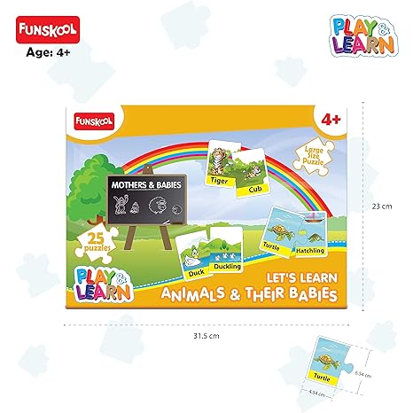 Funskool Play & Learn-Animals & Their Babies Educational 25 Pieces,Puzzle