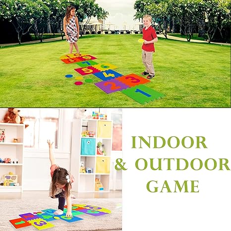FunBlast Hopscotch Mat for Kids Foam Mat Puzzle for Kids Indoor and Outdoor Hopscotch Game