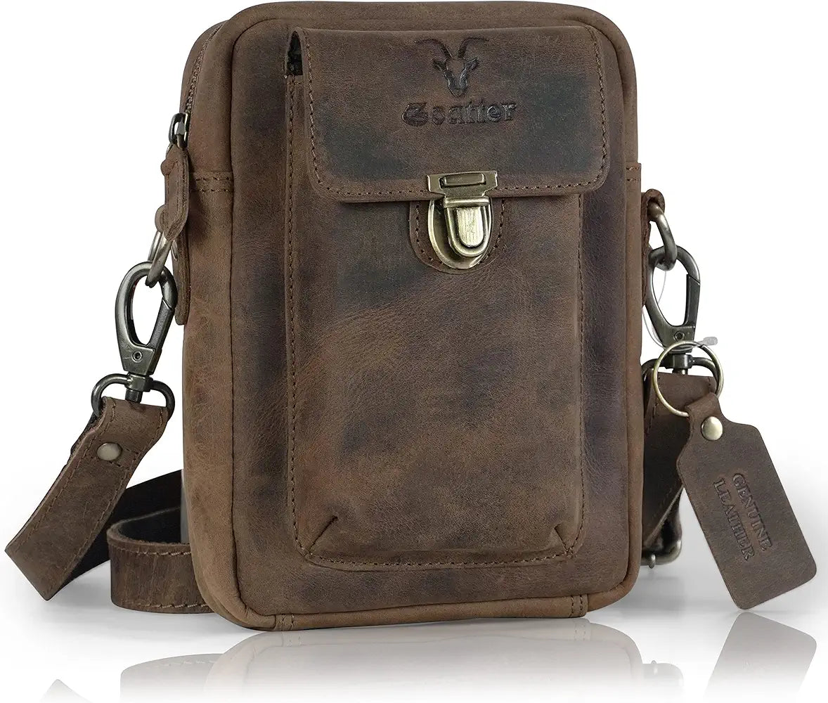 Goatter Genuine Leather Unisex Sling Cross-BodyBag Messenger Bag