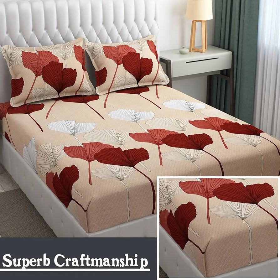 Fresh From Loom Floral King Size Bedsheet Microfiber Rotary Printed with 2 Pillow Covers Multicolor