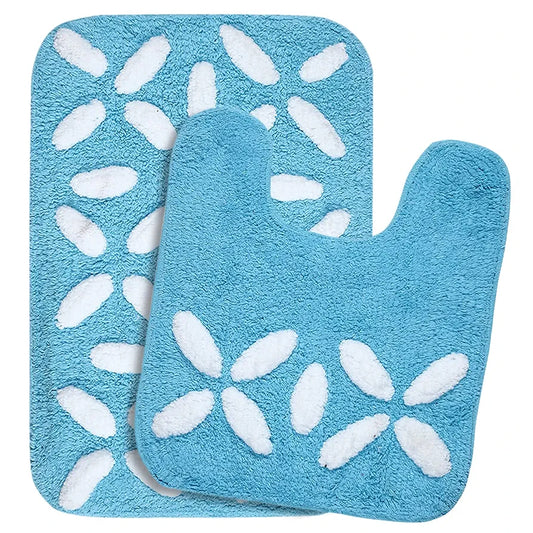 Saral Home Cotton Bathmat with Contour mat Colour Turquoise