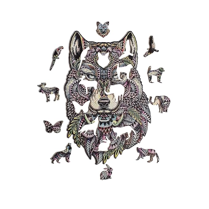 91 Knots Wolf 65 Pieces Wooden Jigsaw Puzzle Games Puzzle Games for Kids | Puzzle for 5 Year Old Kids