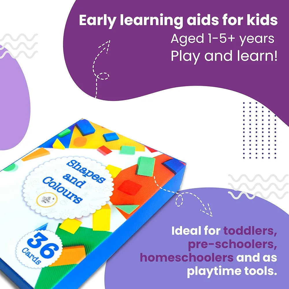 The Curious Bees - Shapes and Colors Flash Cards | 36 Laminated Cards for Kids | Age Group: 1-4 Years | Fun Early Educating Activity for Kids