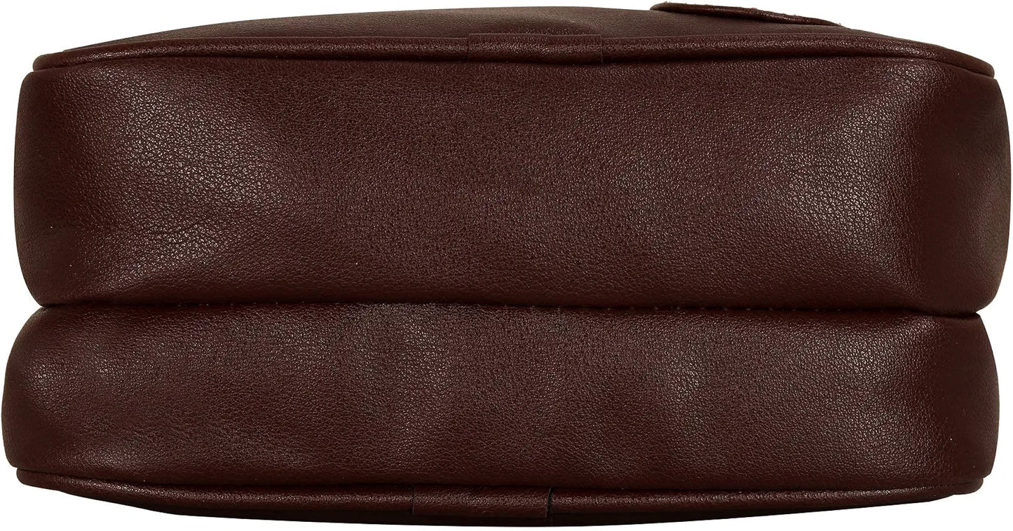 Leather World Pu Leather Brown Messenger Cross Sling Bag Body Travel Office One Side Chest Shoulder For Men & Women