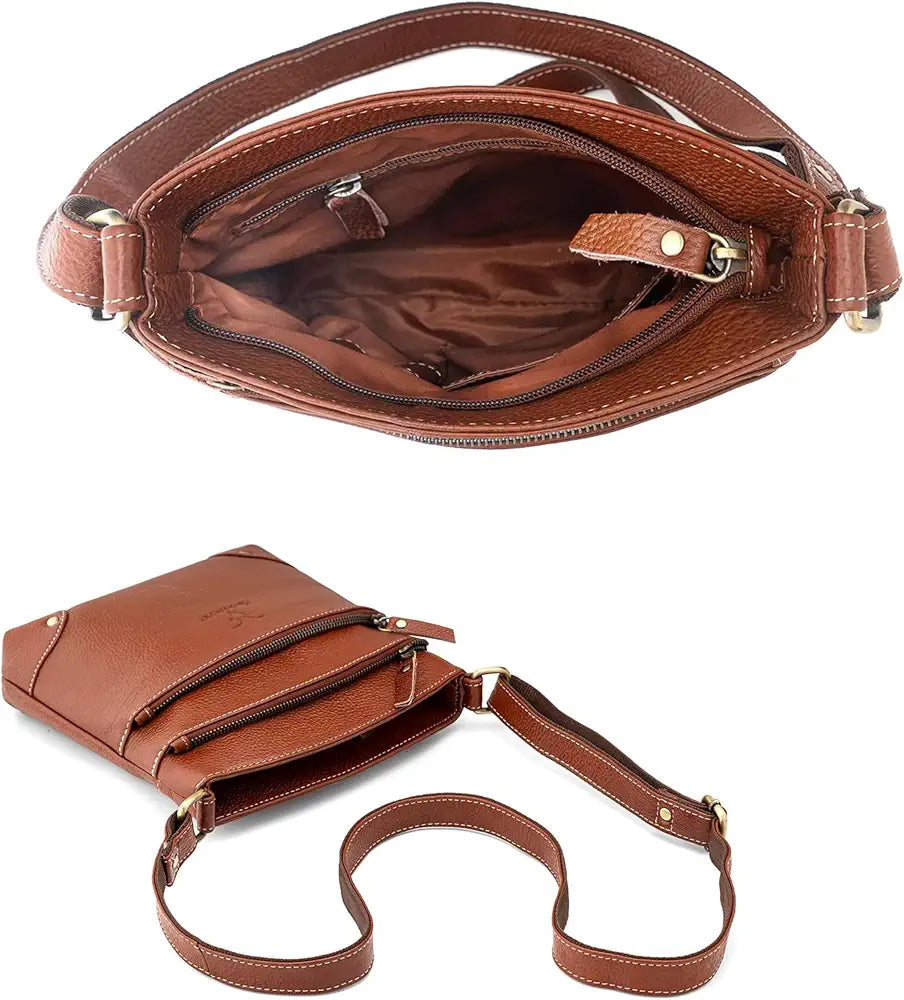 Goatter Genuine Leather 9.5" Inch Sling Cross-BodyBag for Girls And Women,