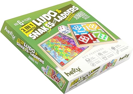 Zudo Toys Ludo Snakes & Ladders Wooden Magnetic Board Game 2-Pack Two Game Set in One