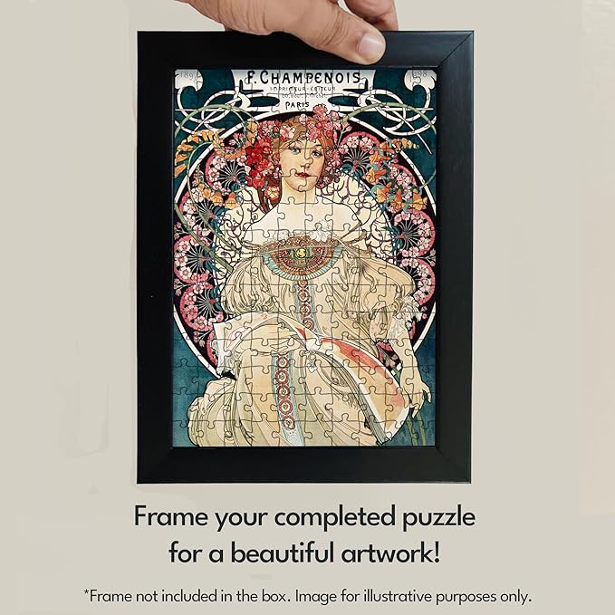 91knots - F. Champenois Imprimeur-editeur 140 Pieces Wooden Jigsaw Puzzle for Adults and Kids 5+ Years | Alphonse Maria Mucha 's Artwork