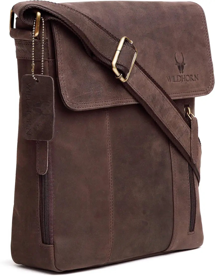 WildHorn Leather 11 inch Sling Messenger Bag for Men I Multipurpose Crossbody Bag I Travel Bag with Adjustable Strap
