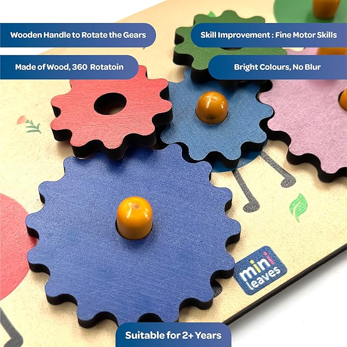 Mini Leaves Walking Snail Wooden Gear Toys With 5 Interchangeable Gears for 2+ Years | Fine Motor Skill Motion Educational Wooden Learning Toys