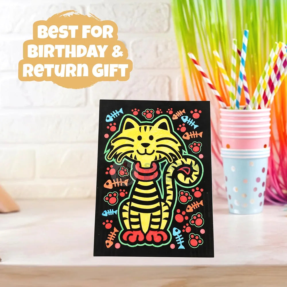 SPARTAN KIDS® Color Felt Tiger Velvet Art - Drawing for Kids 6-12 Years - Fun Colouring Ideal Art Kit for Creative Learning - Foil Art Kit - Engaging Activity for Young Artists