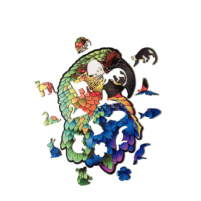 91knots Macaw 72 Pieces Wooden Jigsaw Puzzle for Kids & Children | Animal Shape Macaw Bird Puzzle for 6 Year Old Kids