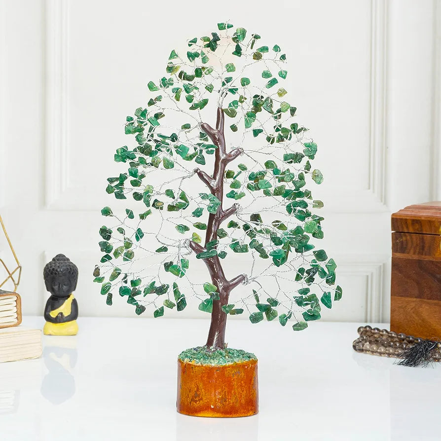 HindCraft Green Aventurine Crystal Tree Silver Wire 10-12 inch