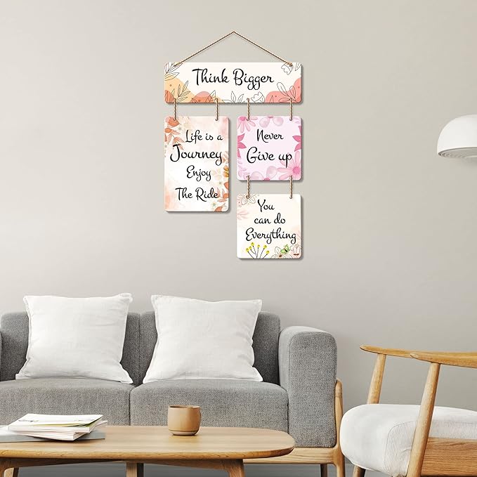 Artvibes Think Bigger Decorative Wall Art Mdf Wood Hanger for Home Decor | Quotes Items | Artworks for Decoration