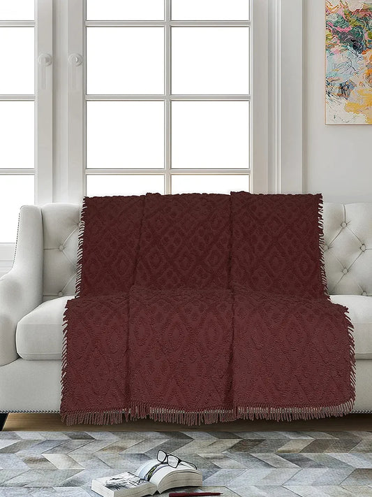 Saral Home Soft Cotton Tufted 2 Seater Sofa Cover Throw Colour Brown