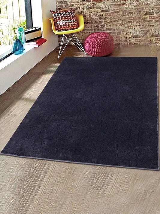 Saral Home Neon Shaggy Yarn Anti-Skid Carpet for Living Room Colour Navy Blue