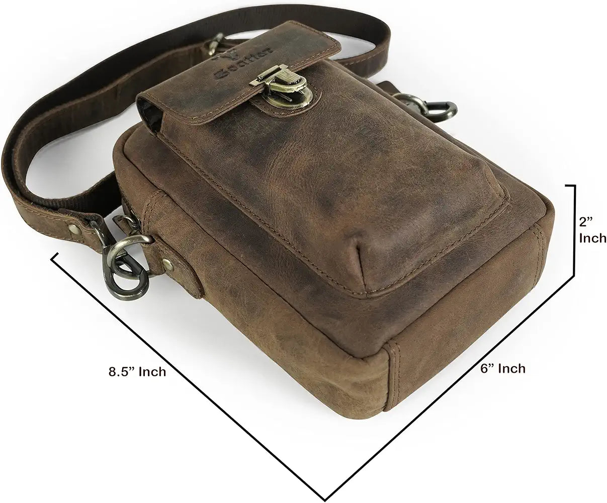 Goatter Genuine Leather Unisex Sling Cross-BodyBag Messenger Bag