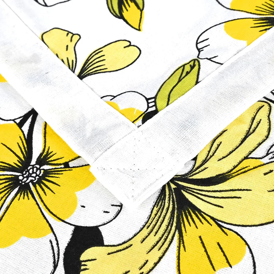 Divine Casa Floret 100% Cotton Single Dohar 120 GSM Soft & Lightweight Throw Blanket Colour Daffodil Yellow