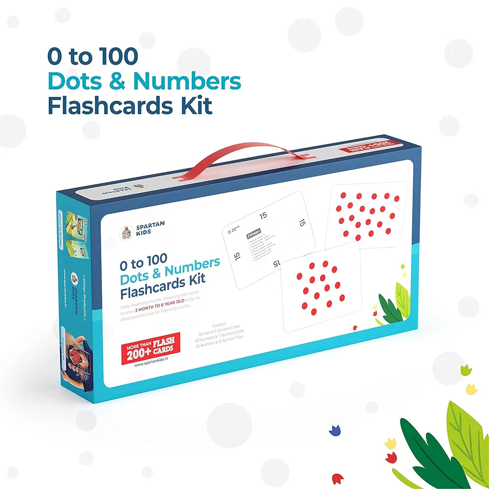 SPARTAN KIDS® Spartan Kids 0 to 100 Dot & Number Flash cards Kit | A4 Size Numbers & Maths Symbols Dot Cards | Dot cards for Babies 1 to 100 | Easy & Fun way of Learning 3+ months babies | More Than 200+ Flash cards