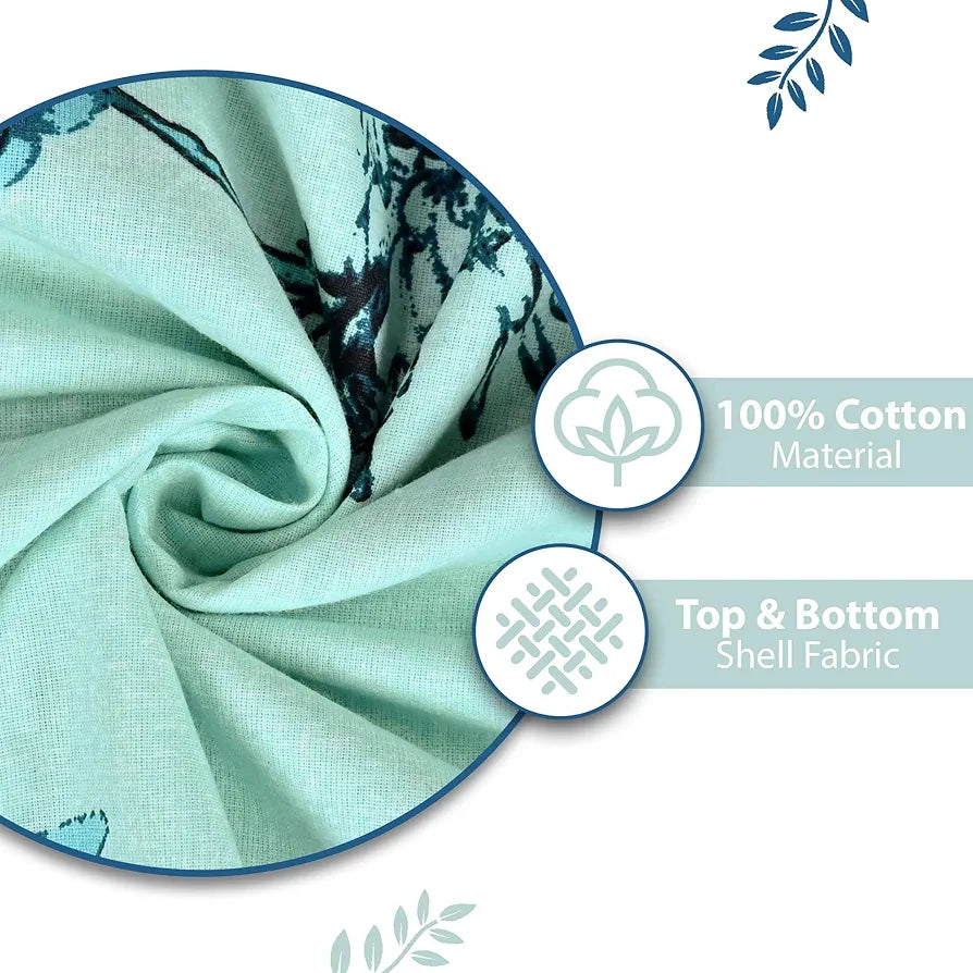 Divine Casa Floret 100% Cotton Single Dohar 120 GSM Soft & Lightweight Throw Blanket Colour Winter Fern