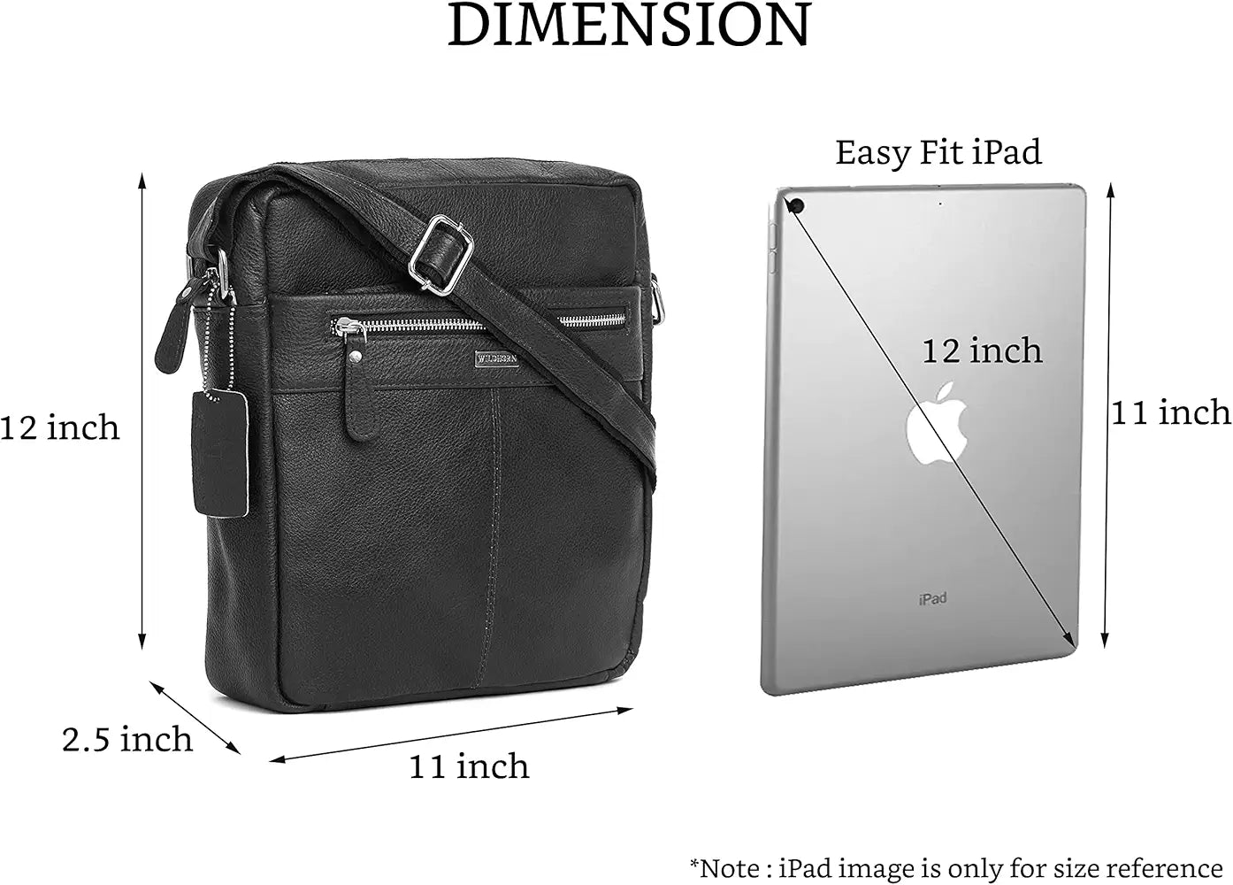 WildHorn Urban Edge Leather Sling Messenger Bag for Men I Dimension: L- 11 inch H- 12.5 inch W- 2.5 inch