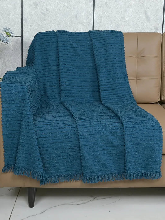 Saral Home Barkha Stripe Cotton 2 Seater Sofa Throw Colour Blue