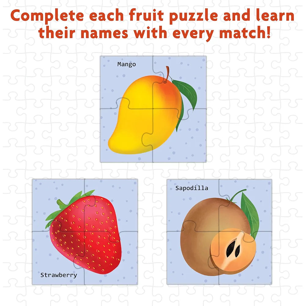 THE BOOK TREE Bright Brain Fruits 48 Piece Paper Jigsaw Puzzle For Preschoolers, Educational Toy For Learning Fruits, Gifts For Kids Ages 3 To 6 By Majestic Book Club,Multicolor