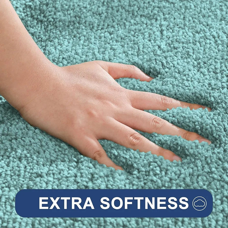 Luxe Home International Microfibre Luxe Home Runner Super Soft Anti Skid Newman Rug For Bedroom Colour Aqua