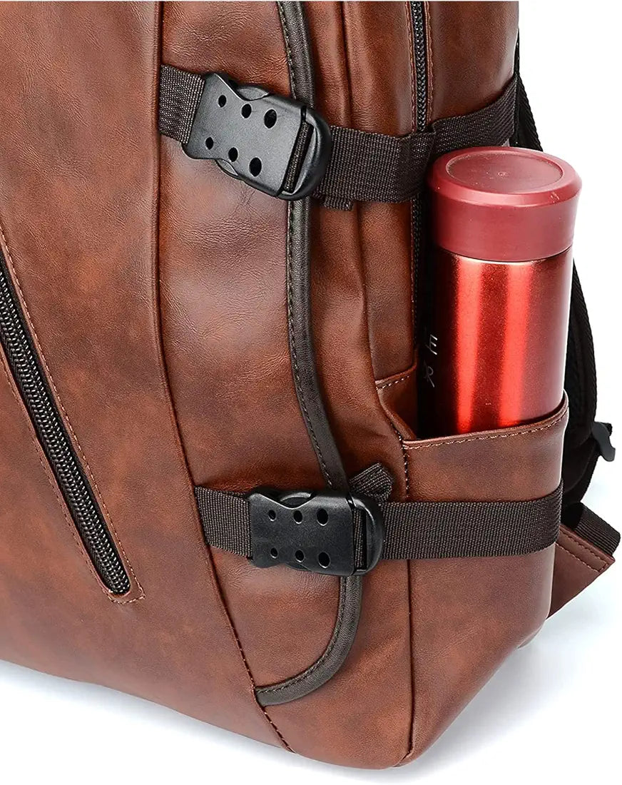 Fur Jaden Brown Backpack Bag for Men of Artificial Leather with Laptop Pocket