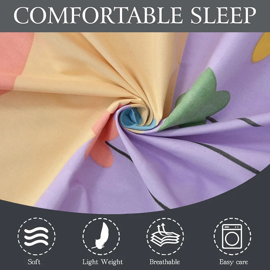 Fresh From Loom Wrinkle Free Glace Animal Print Cotton Bedsheet For Kids With Two Pillow Cover Multicolor 144 Tc Gud Night Multi Color