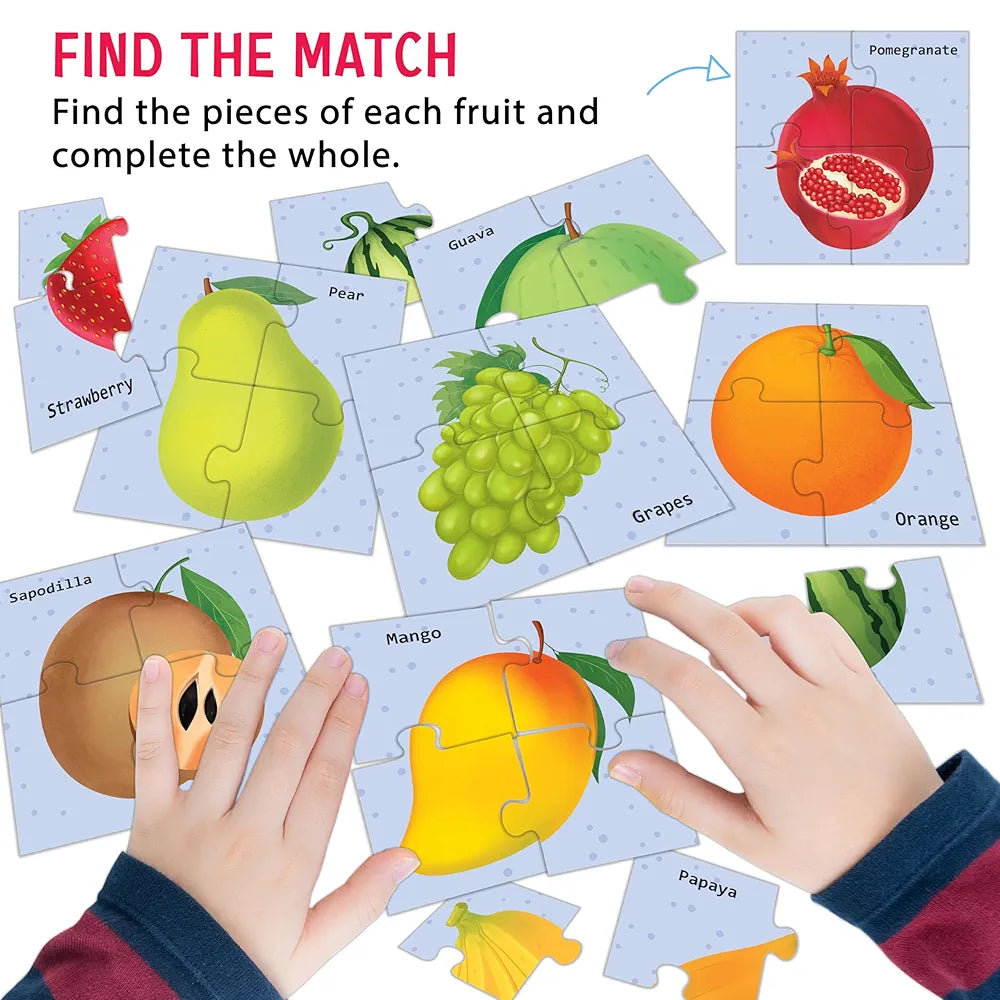 THE BOOK TREE Bright Brain Fruits 48 Piece Paper Jigsaw Puzzle For Preschoolers, Educational Toy For Learning Fruits, Gifts For Kids Ages 3 To 6 By Majestic Book Club,Multicolor