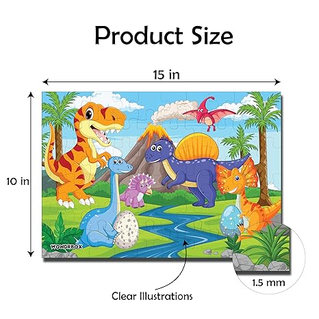 Wondrbox Jigsaw Puzzle Educational and Learning Toy Gift for Kids Boys and Girls 60 Pieces (Dinosaur)