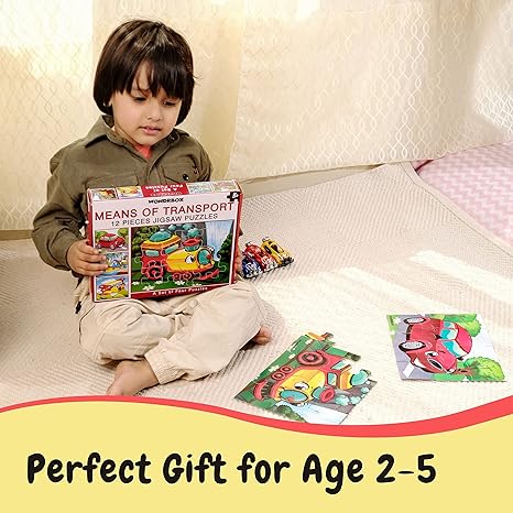 Wondrbox Means Of Transport Jigsaw Puzzles For Kids Means of Transport Set of 4 Puzzles in Box