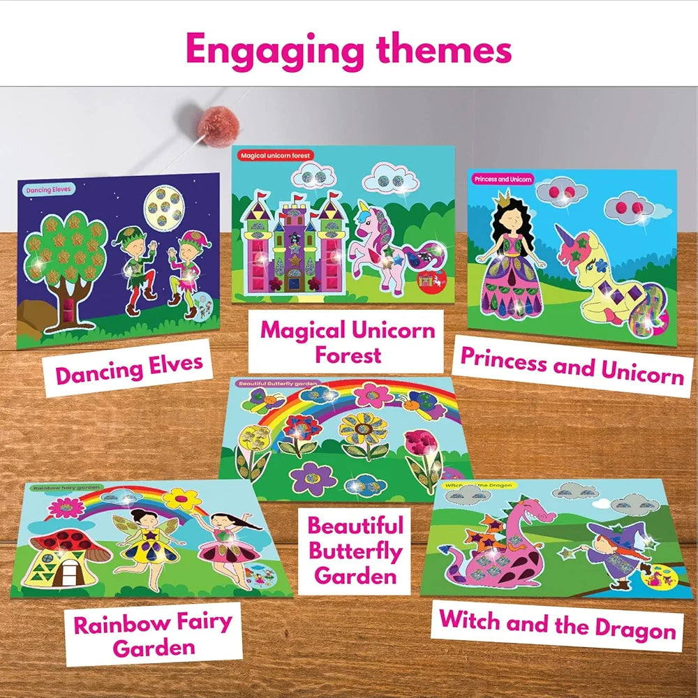 SparkLPlay Art and Craft Kit. Toys for Girls,Foil Fun Activity,Birthday Gift for Girls Ages 4 to 9,Craft Boards 6, Sticker Pages 6, Color Foils 40+, Stickers 190+. DIY Craft. , Multicolor