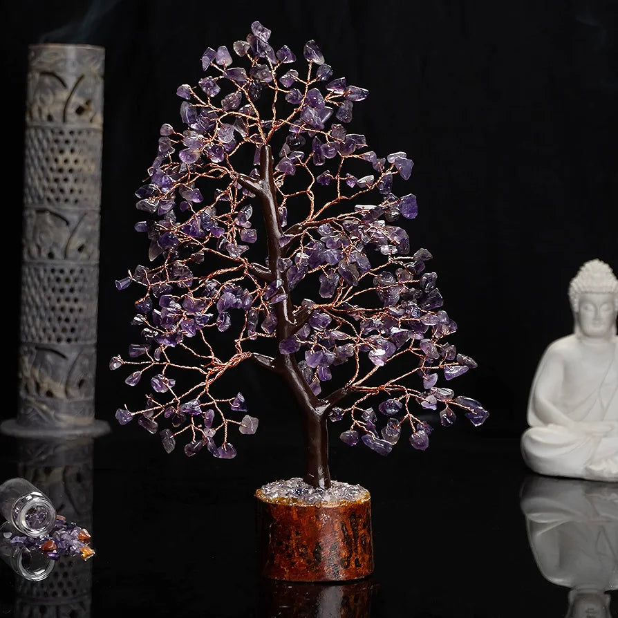 Bezavo Amethyst Healing Crystal Tree Artificial Home Decoration for Positive Energy & Spiritual Protection