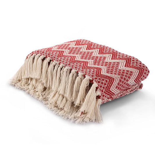 Sashaa World Chevron Blanket Throw Colour Red & White