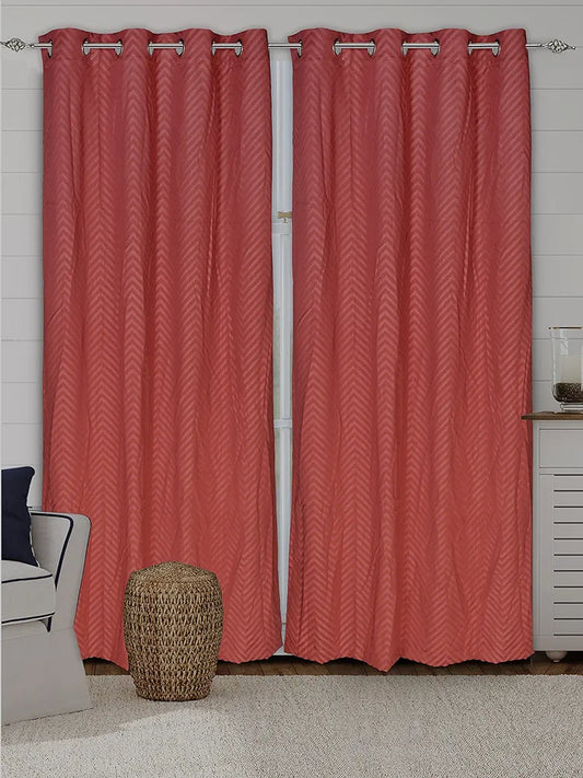 Saral Home Chevron Designer Curtains Colour Rust