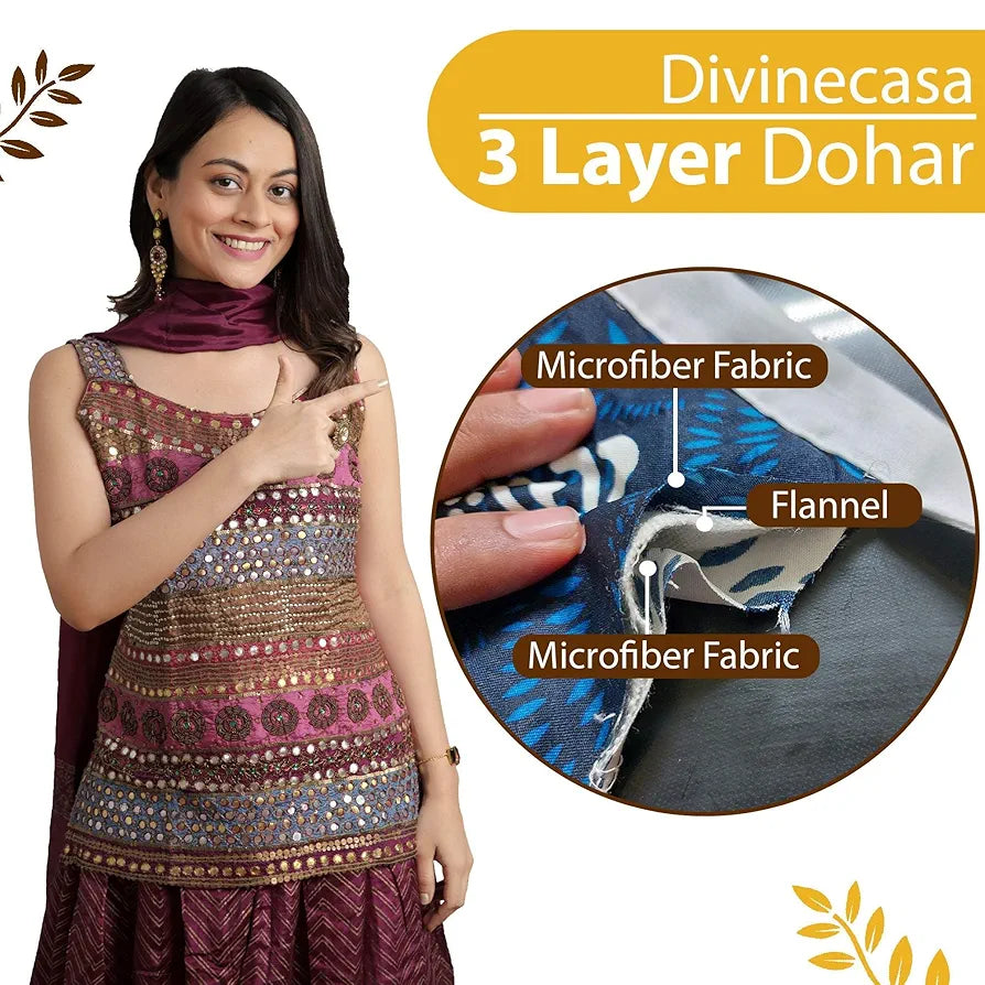 Divine Casa 120 GSM Microfiber Single Dohar Soft & Lightweight Throw Blanket Chevron Pattern Colour Orange Chevron