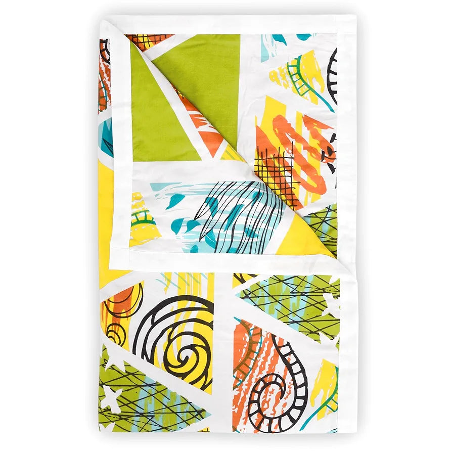 Divine Casa 100% Cotton Single Bed Dohar Lightweight AC Blanket Soft & Breathable Reversible Quilt Colour Lime Punch