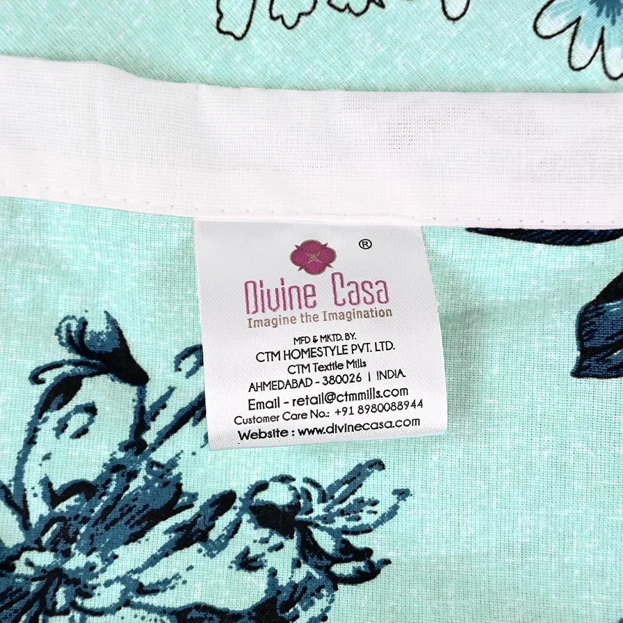 Divine Casa Floret 100% Cotton Single Dohar 120 GSM Soft & Lightweight Throw Blanket Colour Winter Fern