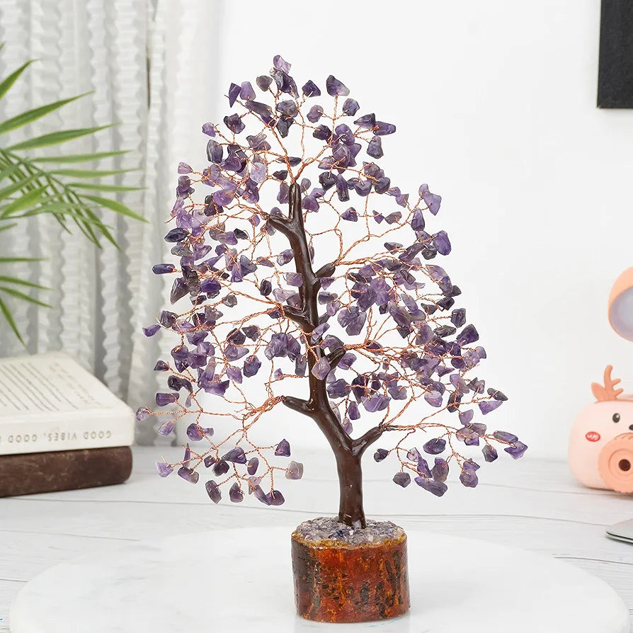 Bezavo Amethyst Healing Crystal Tree Artificial Home Decoration for Positive Energy & Spiritual Protection