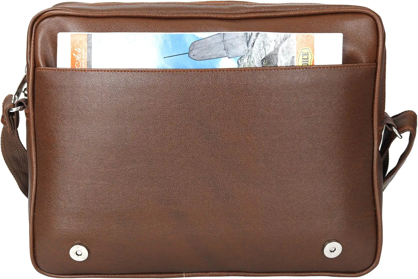 Leather World Tan 14.5 inch Pu Leather Unisex Laptop Bag for Men Office Bag for Men Messenger Bag