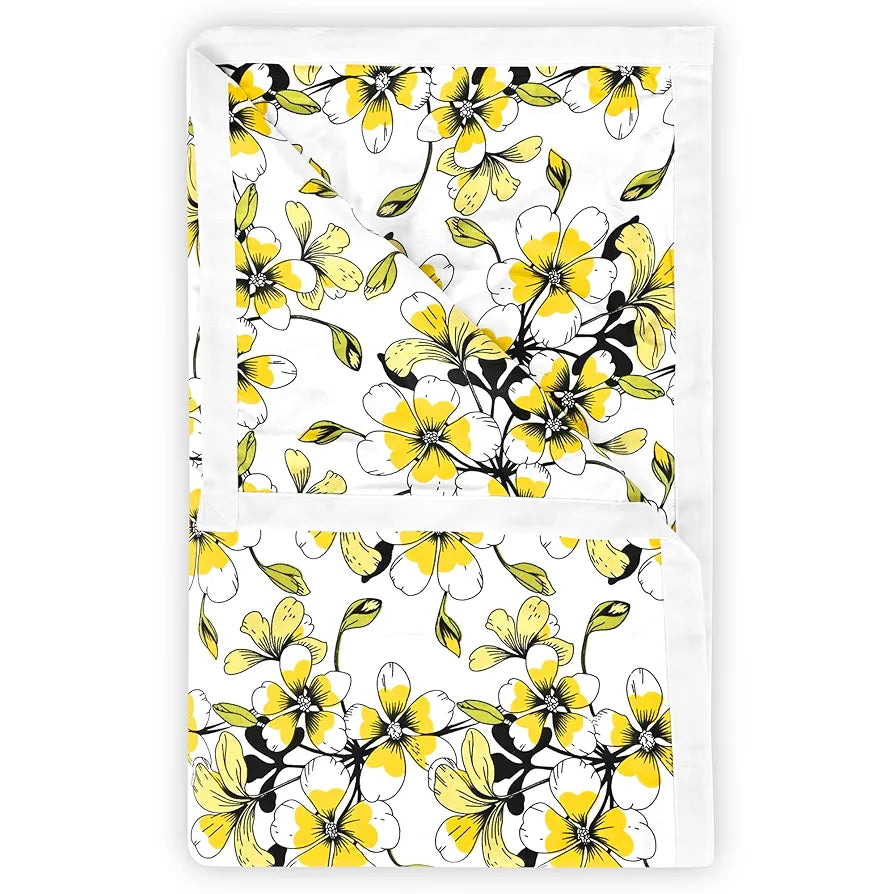 Divine Casa Floret 100% Cotton Single Dohar 120 GSM Soft & Lightweight Throw Blanket Colour Daffodil Yellow