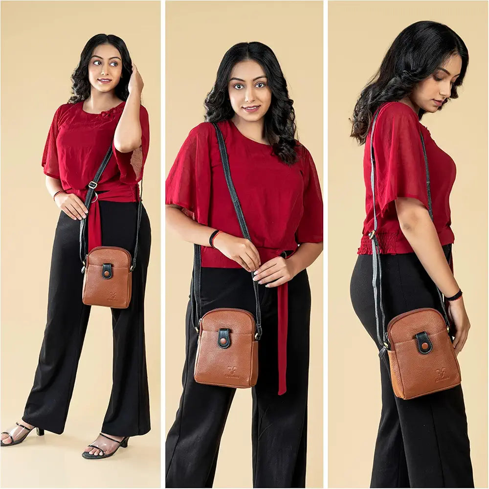 Goatter Genuine Leather Small Sling Cross-Body Bag For Girls And Women's